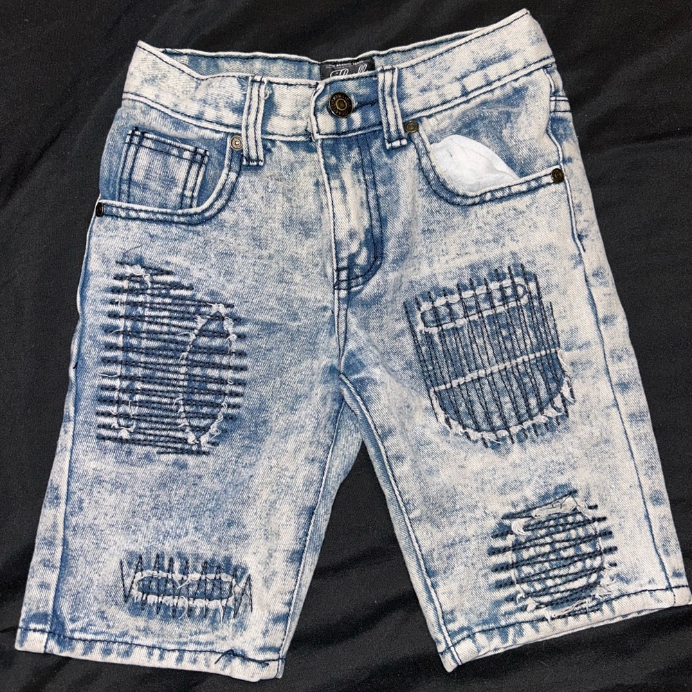 Thrills toddler distress stitch moto vintage, wash, jean shorts size 4t